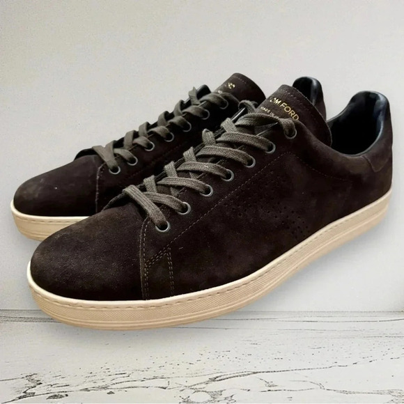 RARE TOM FORD Men's Warwick Suede Sneakers Dark Brown Size 11 - Picture 3 of 15